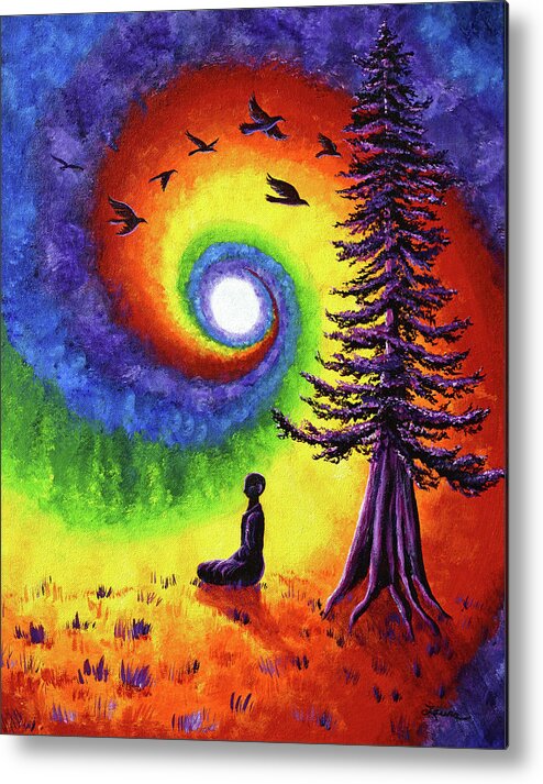  Metal Print featuring the painting Evening Chakra Meditation by Laura Iverson