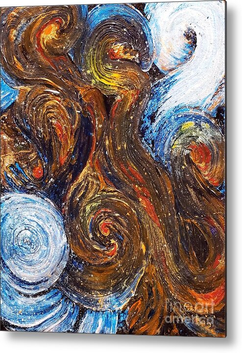 Exoplanet Metal Print featuring the painting Exoplanet #3 Vortices of Fire and Ice by Merana Cadorette