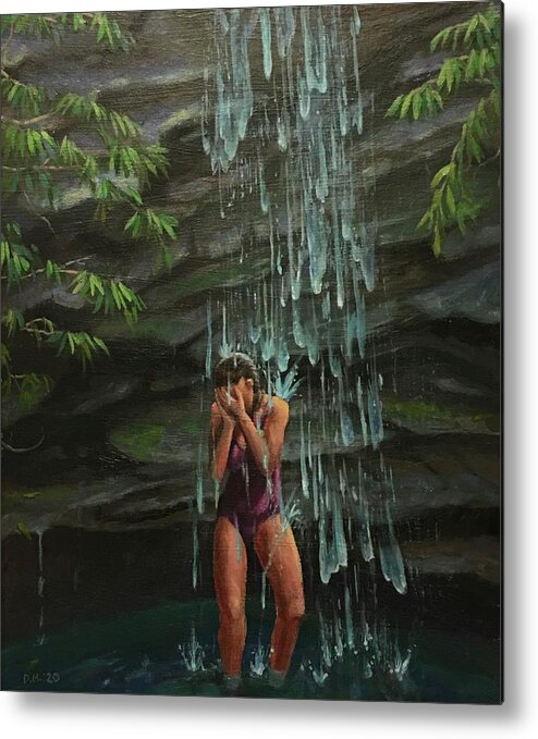 Water Metal Print featuring the painting Falls by Don Morgan