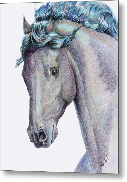 Purple Horse Metal Print featuring the drawing Fantastical Modern Horse Art by Renee Forth-Fukumoto