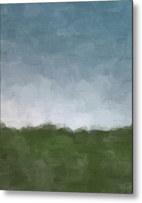 Abstract Metal Print featuring the painting Farm at Dusk by Rachel Elise