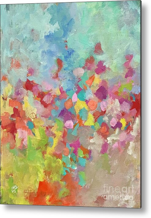 Abstract Floral Metal Print featuring the painting Field of Gold by Patsy Walton