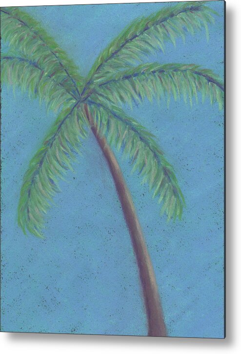 Palm Tree Metal Print featuring the pastel First Palm Tree by Anne Katzeff