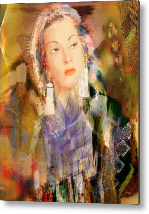  Metal Print featuring the digital art Five Octaves - Tribute To Yma Sumac by Studio B Prints