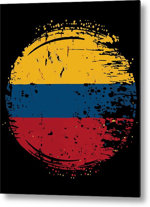 Colombian Heritage Metal Print featuring the digital art Flag of Colombia Distressed by Flippin Sweet Gear