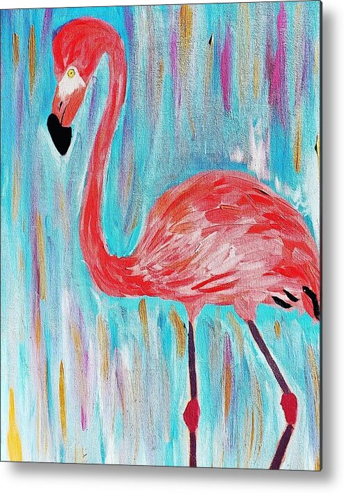 Bird Metal Print featuring the painting Flamingo by Amy Kuenzie