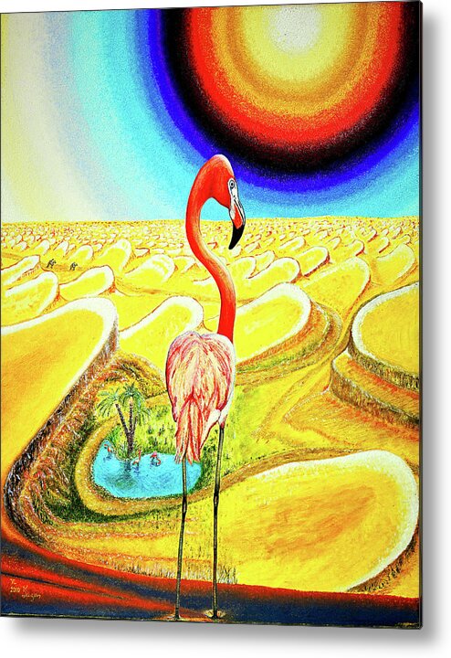 Landscape Metal Print featuring the painting Flamingo by Viktor Lazarev