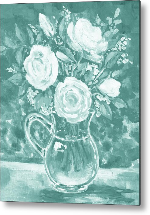Flowers Metal Print featuring the painting Floral Impressionism Soft And Cool Vintage Pallet Summer Flowers Bouquet IX by Irina Sztukowski