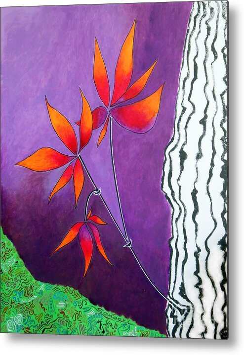 Abstract Flowers Metal Print featuring the painting Flowering Tree by Jayne Somogy