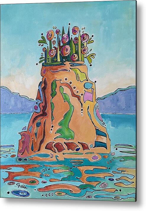 Landscape Metal Print featuring the painting Flowerpot Island by Sheila Romard