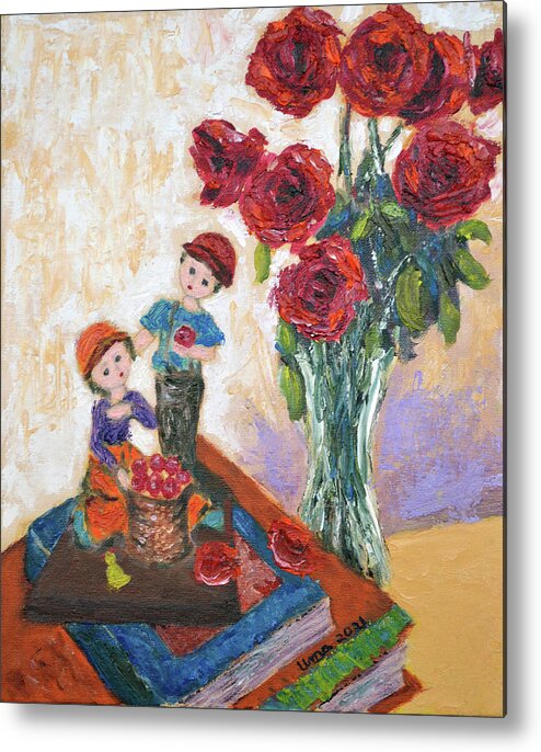 Flowers From My Garden 22 Metal Print featuring the painting Flowers from my garden 22 by Uma Krishnamoorthy