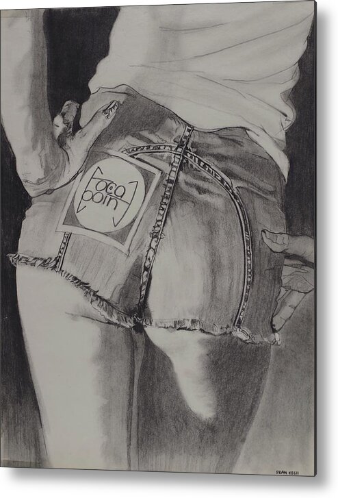 Charcoal Pencil On Paper Metal Print featuring the drawing Back In The Seventies by Sean Connolly