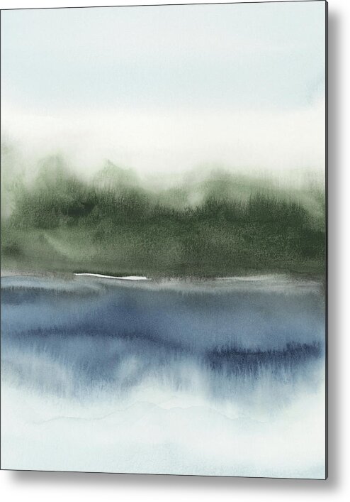 Navy Metal Print featuring the painting Forest Reflection II by Rachel Elise