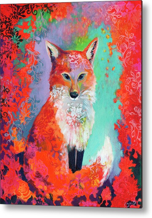 Fox Metal Print featuring the painting Fox Charming by Jennifer Lommers