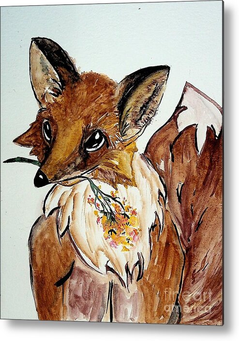Fox Metal Print featuring the painting Foxy Lady by Valerie Shaffer