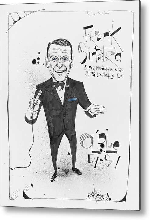  Metal Print featuring the drawing Frank Sinatra by Phil Mckenney
