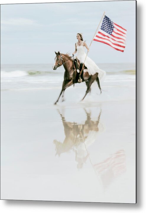 Flag Metal Print featuring the photograph Freedom Run by M Kathleen Warren