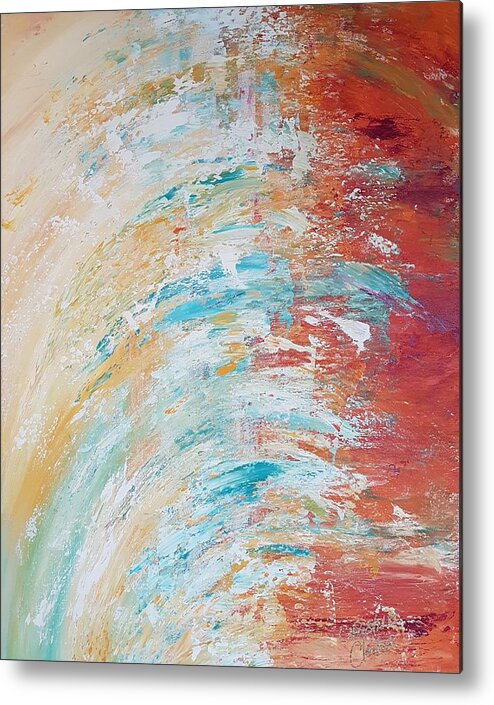 Abstract Metal Print featuring the painting From Sea to Sea by Christine Cloutier