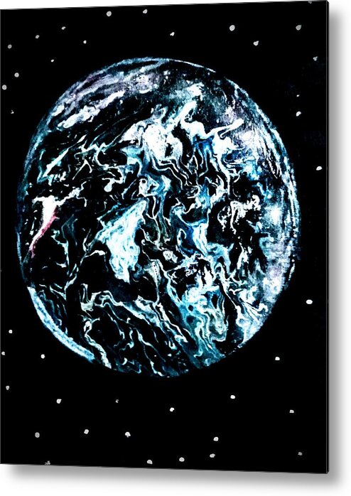 Frozen Metal Print featuring the painting Frozen planet by Anna Adams