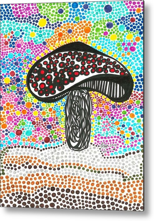 Mushroom Metal Print featuring the mixed media Fungi Wungi by Peter Johnstone
