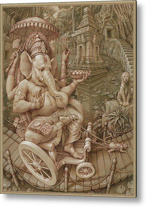 Ganesha Metal Print featuring the pastel Ganesha by Kurt Wenner