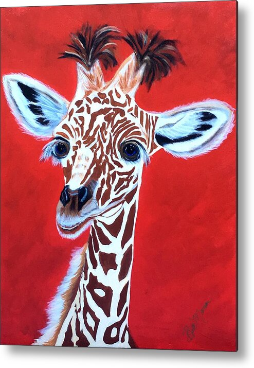  Metal Print featuring the painting Gerry the Giraffe by Bill Manson