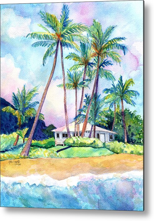 Kauai Art Metal Print featuring the painting Gillin's Beach House by Marionette Taboniar