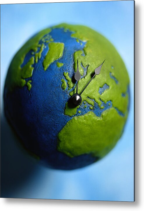 Corporate Business Metal Print featuring the photograph Globe Clock by The Studio Dog