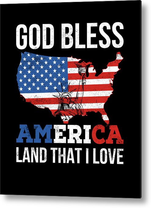 God bless america land that I love US flag map Metal Print by Norman W -  Pixels