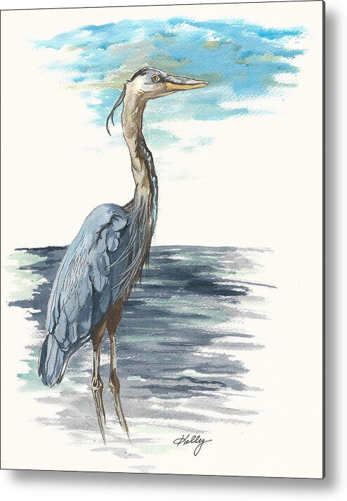 New Metal Print featuring the painting Great Blue by Kathleen Kelly Thompson