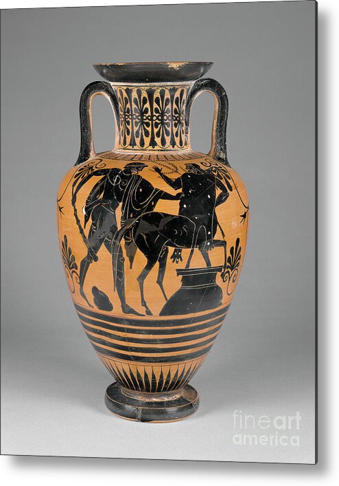 470 B. C. Metal Print featuring the ceramic art Greek Terracotta Amphora, c470 BC by Granger