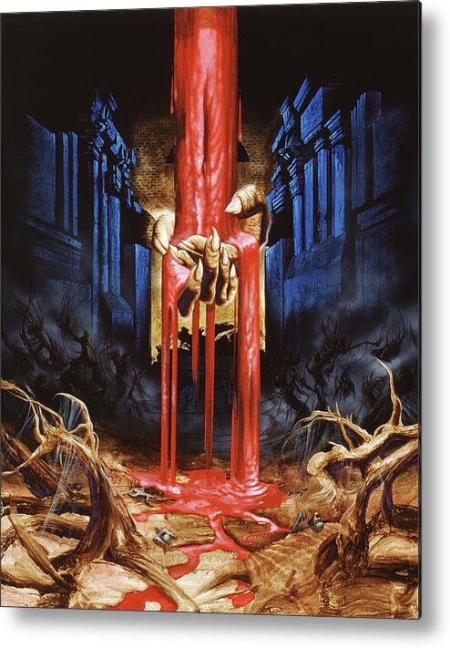 Heavy Metal Metal Print featuring the painting Gutted - Bleed For Us To Live by Sv Bell