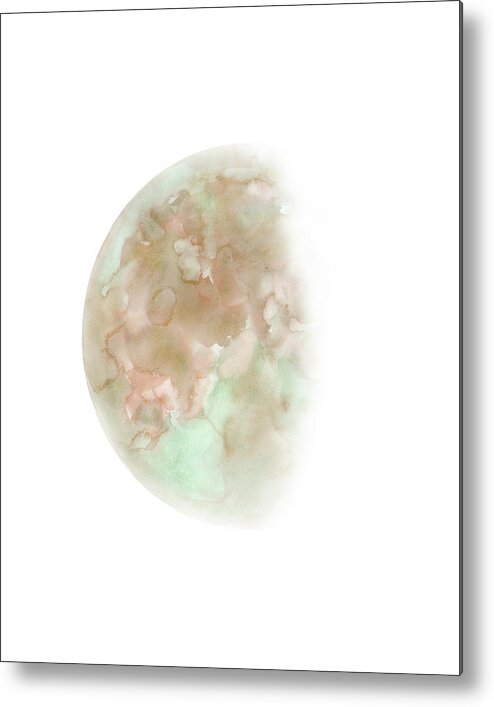 Moon Metal Print featuring the painting Half Moon Watercolor Painting Colorful by Tina Zhou