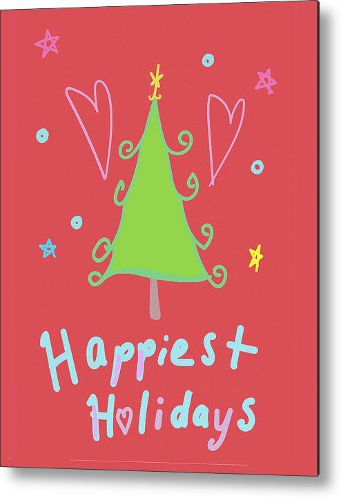 Holiday Metal Print featuring the digital art Happy Holidays Tree by Ashley Rice