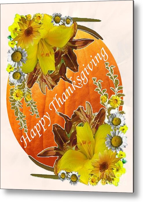 Happy Thanksgiving Metal Print featuring the digital art Happy Thanksgiving to Everyone Card by Delynn Addams