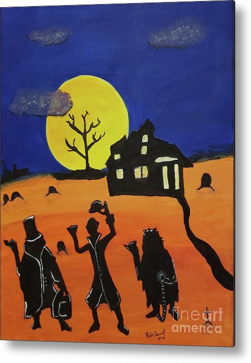 Spooky Metal Print featuring the painting Haunted Yard by Beth Cornell