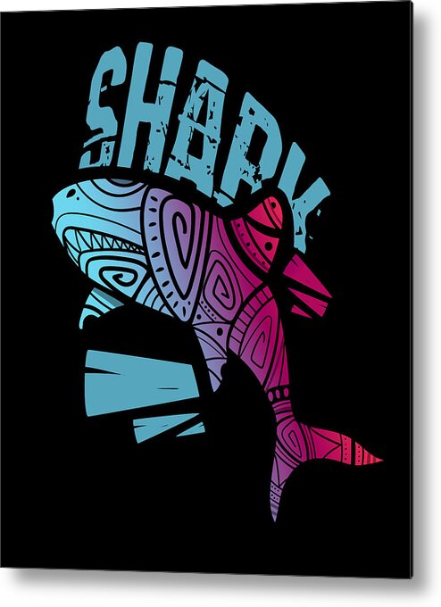 Hawaii Mano Tribal Shark Ocean Life Shark Gift Metal Print by