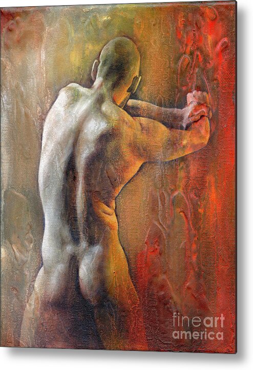 Male Metal Print featuring the painting Heat 2 by Chris Lopez