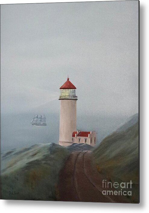 Lighthouse Metal Print featuring the painting Heceta Head Lighthouse Oregon by Doug Gist