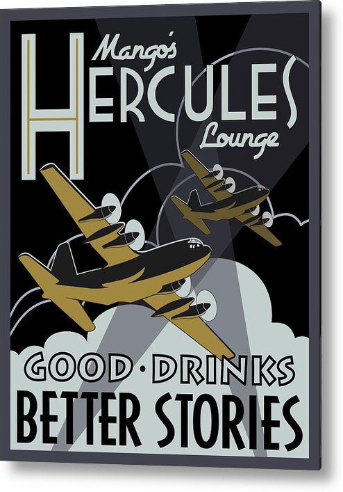 C-130 Hercules Metal Print featuring the digital art Herk Deco - Mango Edition by Michael Brooks