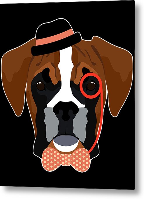 Pet Metal Print featuring the digital art Hipster Boxer Dog by Flippin Sweet Gear