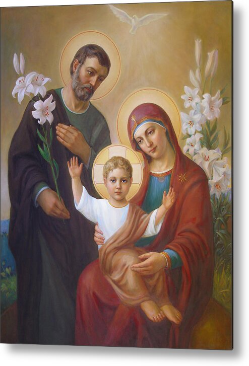 Jesus Metal Print featuring the painting Holy Family by Svitozar Nenyuk