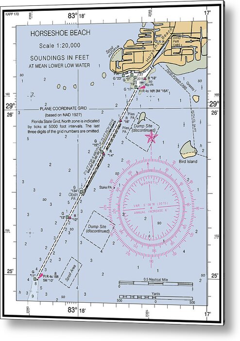 Horseshoe Beach Metal Print featuring the digital art Horseshoe Beach, NOAA Chart 11407_2 by Nautical Chartworks