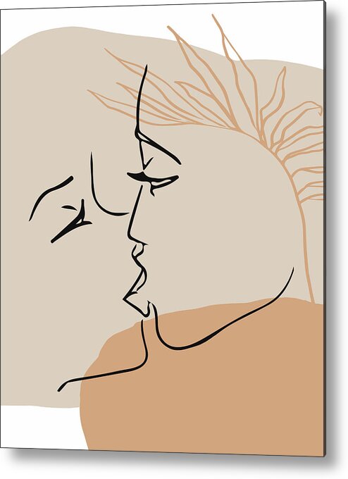Lgbt Metal Print featuring the drawing Hot gay kiss, kissing, bisexual, transgender couple, lesbian pride, gay pride, sexuality education by Mounir Khalfouf