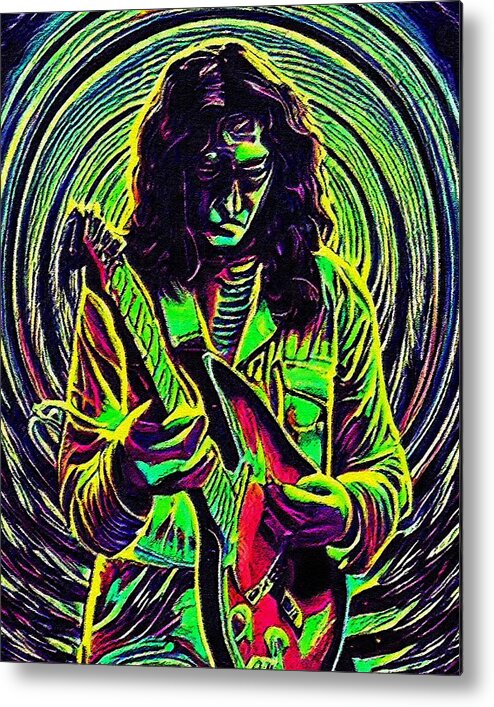 Hypnotic Psychedelic Metal Print featuring the digital art Hypnotic Illustration Of Rory Gallagher by Edgar Dorice