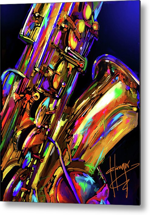 Saxophone Metal Print featuring the painting I Love My Saxophone by DC Langer
