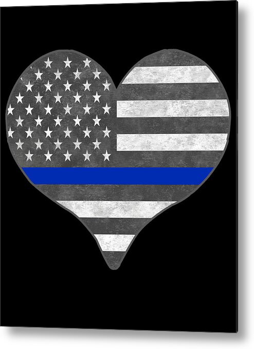 Funny Metal Print featuring the digital art I Love Police by Flippin Sweet Gear
