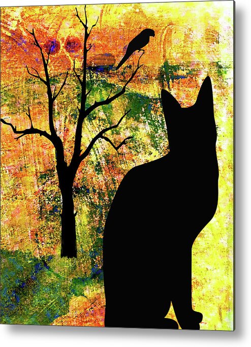 Abstract Metal Print featuring the mixed media I Spy by Sharon Williams Eng