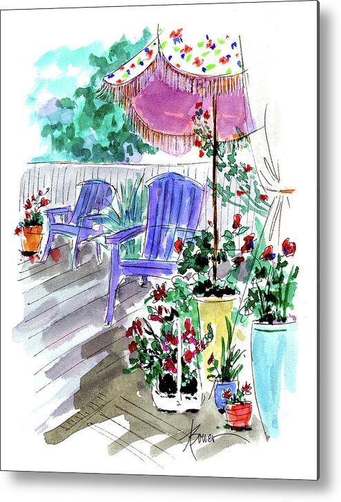 Patio Metal Print featuring the painting Inviting by Adele Bower