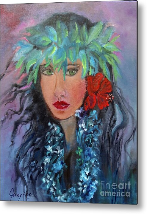 Hula Dancer Metal Print featuring the painting Island Girl, Hula V by Jenny Lee